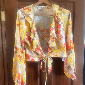 Urban Outfitters Yellow and Orange Floral Blouse